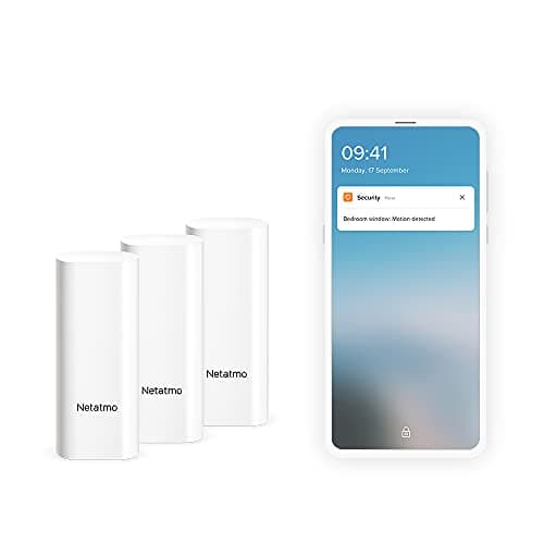 Image of Netatmo Smart Door and Window Sensors, wireless, one-piece, pack of 3, vibration detection, DTG-UK