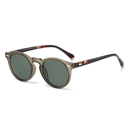 Image of LJCZKA Retro Round Polarized Sunglasses Mens Womens, Vintage Polarised Sunglasses Classic Trendy Shades Unisex UV400 Protection