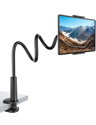 Image of Rupoku Gooseneck Tablet Holder Phone Stand, Flexible Tablet Stand, 360 Adjustable Lazy Arm Holder Clamp Mount Bracket Bed for 4.0~10.5" iPad Air Mini, Galaxy Tabs, iPhone, Switch, Kindle Fire, etc