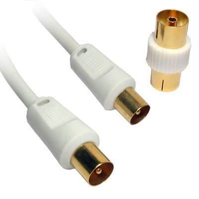 Image of SSL Satellites - 1,2.3,4,5,10,15,20 Metre Male to Male RF TV Aerial Lead Cable Coaxial Extension Female Digital with Coupler (1 Meter)