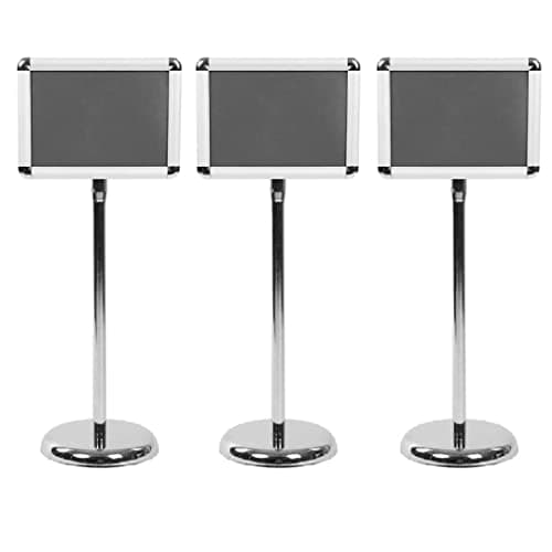 Image of My Shopfittings 3 X A3 Silver Poster Stand Floor Standing Sign Holder Snap Frame Adjustable Aluminum Sign Stand, Display Notice Menu Stand for Wedding/Business Activities Display