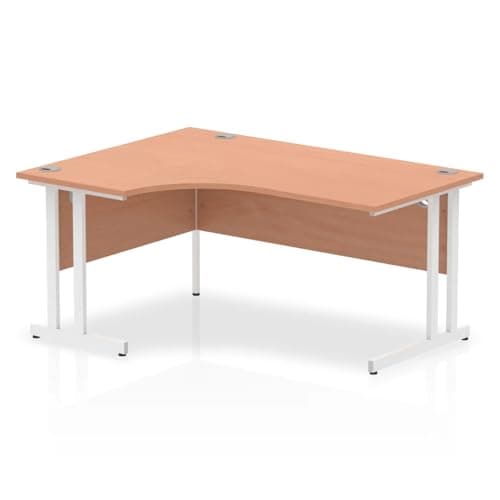 Image of Mr Office Impulse Left Crescent Desk, White Cantilever Leg, Beech, 1600