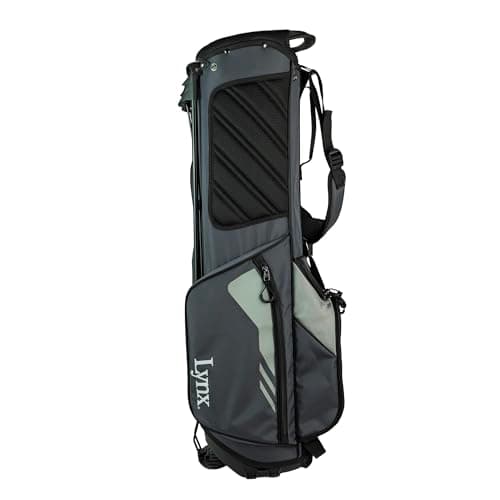 Image of Lynx Predator Golf Stand Bag, Lightweight Carry Golf Bag with 4-Way Divider, Compact 7.5” Top, Organised Storage Pockets & Stable Stand System, Grey/Dark Grey