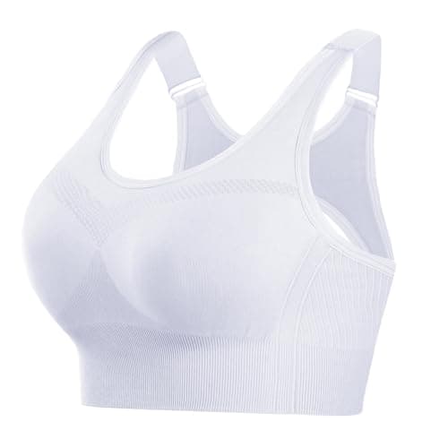 Image of Litherday Women's Sports Bra High Support Adjustable Full Coverage Padded Bralette Sports Bras Yoga Gym Running Crop Top Plus Size(White,XXL)