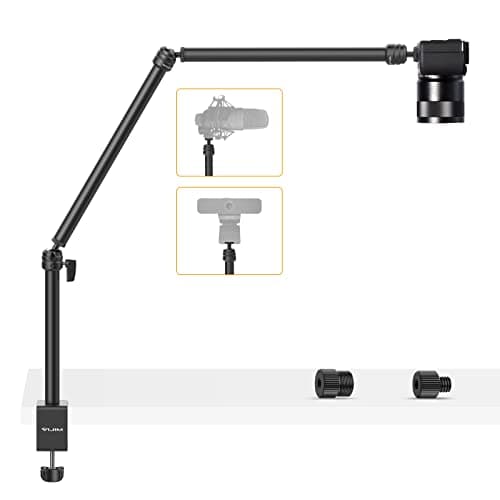 Image of Flexible Arm, ULANZI LS08 Overhead Camera Mount, Desk Camera Stand 3 Section Pole Adjusted, Webcam Microphone Boom Arm with ¼-inch Screw, Clamp Mount for Photography, Video, Live Streaming