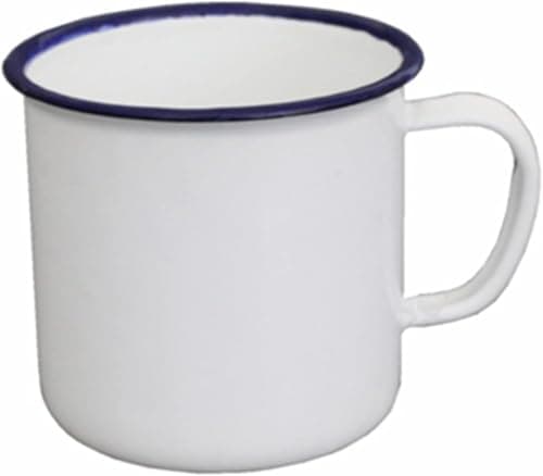 Image of Mioaoa White Enamel Coffee Tea Mug, Enamel Drinking Mugs Cups for Home/Office/Travel/Camping, Resusable & Portable Camping Mugs Coffee Mug for Indoor Outdoor Activities