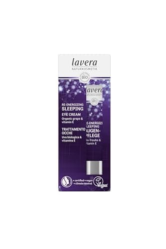 Image of lavera Re-Energizing Sleeping Eye Cream - Natural Cosmetics - vegan - Organic Grape & Natural Vitamin E - certified - 15ml