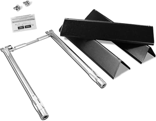 Image of GFTIME 7635 Flavorizar Bars & 69785 Burner for Weber Spirit I & II E210, E220, S210, S220 Gasgrill with Front Control Knobs 2013-2016, Porcelain Steel Flavor Bars & Stainless Steel Burner Spare Parts