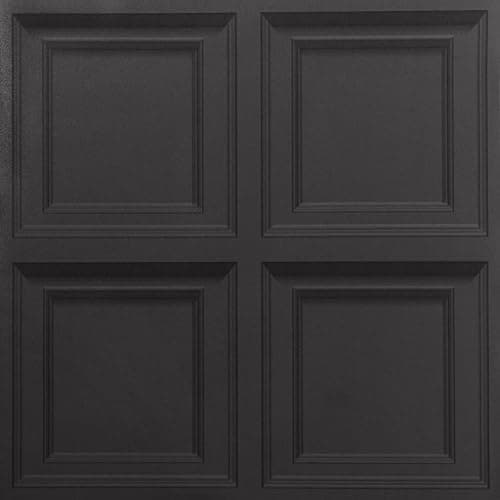 Image of Snewvie 3D Wood Effect Wallpaper Wooden Panel Frame Realistic Textured Retro Embossed Black Tartan Wallpaper for Living Room Feature Wall Bedroom,Black