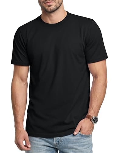 Image of Cavva Black Tshirts Men UK Pure Cotton Moisture Wicking Tees Soft Plain Crew Neck Shirt Comfortable Short Sleeve Tops,3XL