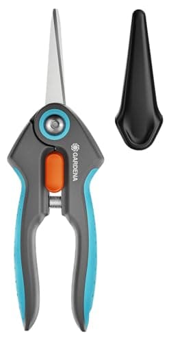 Image of GARDENA FreshCut: stainless steel scissors for harvesting herbs, berries or cut flowers with the utmost precision, 47 mm blade, ergonomic handle, includes safety cap (12212-20)