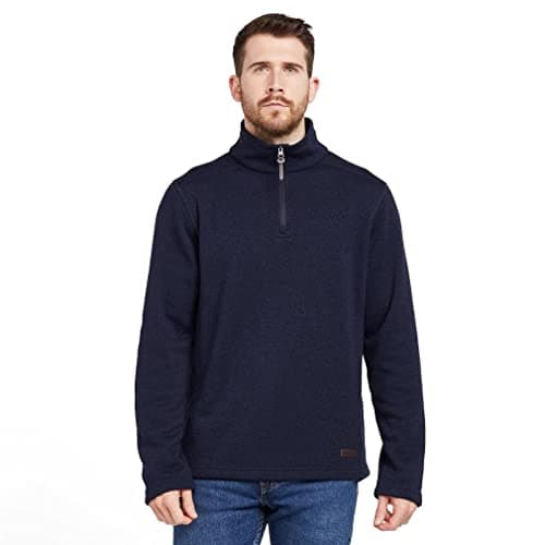 Image of Brasher Men's Rydal III Half Zip Mid-weight Fleece Jacket with a Knitted Finish, Men's Fleece Midlayer, Outdoors, Camping, Trekking, Hiking and Walking Clothing, Navy, L