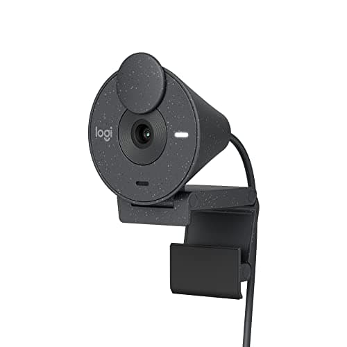 Image of Logitech Brio 300 Full HD Webcam with Coverable Lens, Noise Cancelling Microphone, USB-C, Certified for Zoom, Microsoft Teams, Google Meet, Automatic Light Correction - Graphite