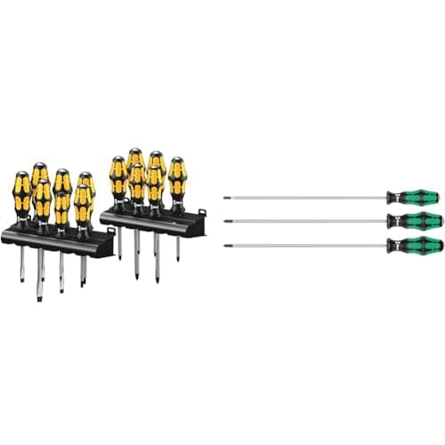 Image of Wera 05133285001 Screwdriver Set Kraftform Big Pack 900, Silver, 13 Pieces & 335/350/355/3 Kraftform Plus Extra-Long Screwdriver Set, PH/PZ/SL, 3pc, 05347735002
