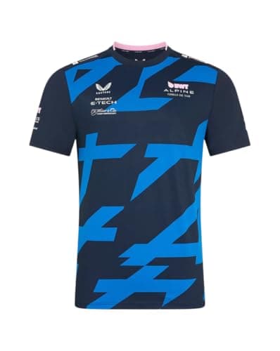 Image of Alpine F1 Team 2025 Pierre Gasly Driver T-Shirt, Navy Blue with Blue Pattern, Short Sleeve (UK, Alpha, L, Regular, Regular, Navy)