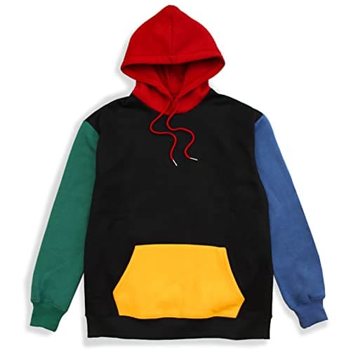 Image of AGORA Color Block Hoodie Mens, Black Hoodie, XXL