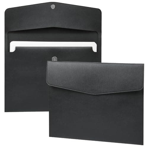 Image of OFFCUP Leather Envelope Documents, 2pcs A4 Leather File Folder, PU Document Bag, Travel Portfolio Bag Holder Organizer for Document Stationery Organizer Tablet PC Sleeve (Black)