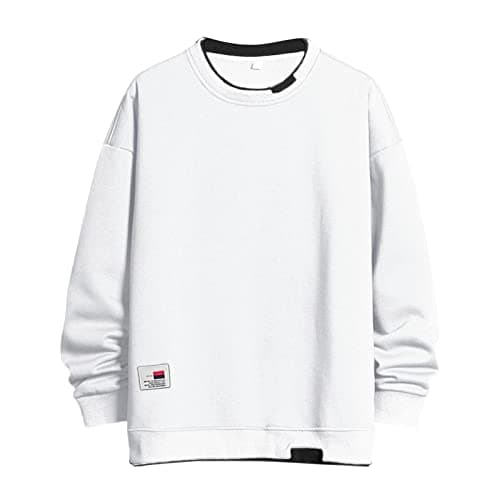 Image of Generisch Hoodie for Men Splice Hoodless Off Shoulder Sleeves Long Sleeve Hoodless Sweatshirt Blouse S Pullover, White, XL