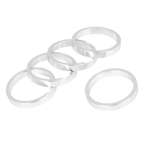 Image of A ABSOPRO 5mm Bike Bicycle Headset Spacer 11/8inch Stem Silver Tone Set of 5