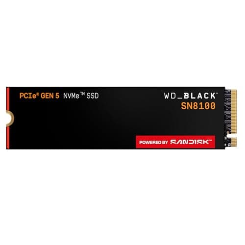 Image of WD_BLACK SN8100 PCIe Gen 5 NVMe SSD 2TB (Up to 14,900MB/s read, 11,000MB/s write speeds, Next Gen TLC 3D CBA NAND, Up to 1,200TBW, Best for AI Applications, Gaming, Video Editing) POWERED BY SANDISK
