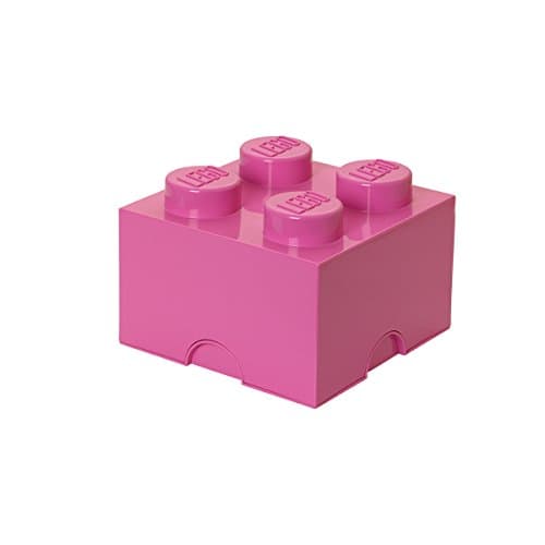 Image of LEGO Brick 4 Knobs Stackable Storage Box, Bright (Pink), 5.7 Litre