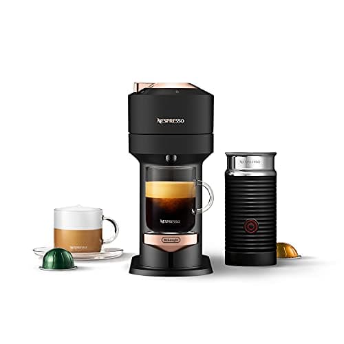 Image of Nespresso Nestle Vertuo Next Coffee and Espresso Machine by De'Longhi with Milk Frother, Deluxe Matte Black Rose Gold, Black Matte Rose Gold