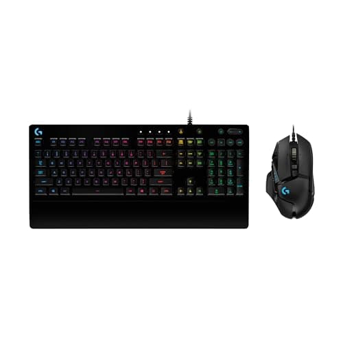 Image of Logitech G G502 HERO Wired Gaming Mouse and G213 RGB Gaming Keyboard - mice with programmable buttons and adjustable weights - customisable backlit keyboard with tactile keys - PC/Laptops, Black