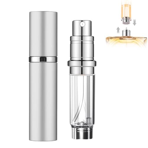 Image of szyanlai Portable Perfume Atomiser Refillable - 5ml Empty Travel Perfume Bottle, Nano Mist, Leaking Proof, Bottom Pump without Funnel, Luxurious Mini women and men(Silver)