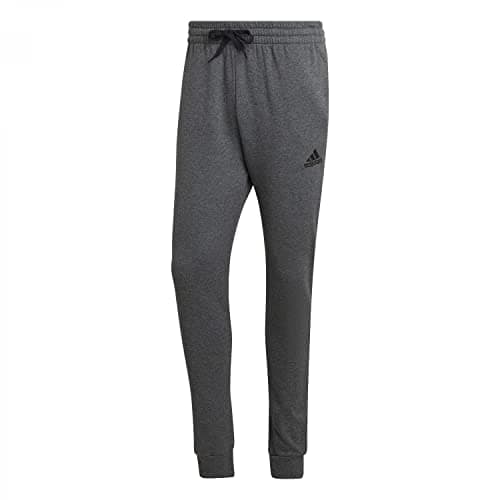 Image of adidas Men's Essentials Fleece Regular Tapered Pants, dark grey heather/black, M