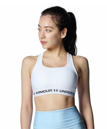 Image of Under Armour Womens Medium Support Crossback Sports Bra Top White XL