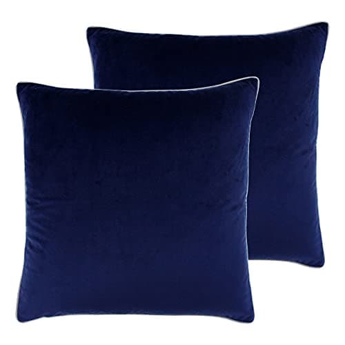 Image of Paoletti Meridian Feather Filled Cushions (Twin Pack), Polyester, Navy/Silver
