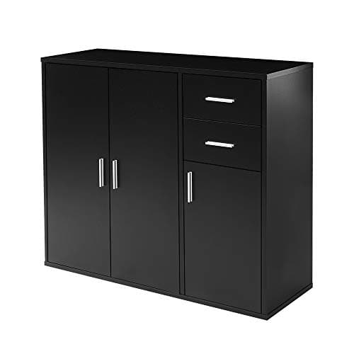Image of Panana Sideboard Storage Cupboard Cabinet Unit with Doors and Drawers Living Room Bedroom Furniture (Black)