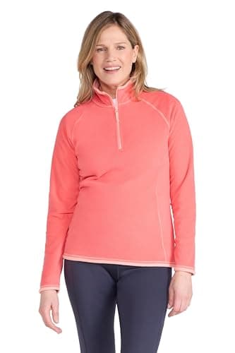 Image of Mountain Warehouse Montana Womens Microfleece - Breathable Ladies Sweater, Quick Drying Pullover, Warm Fleece Jacket, Half Zip - Spring Summer, Travelling Coral Women's Size 6