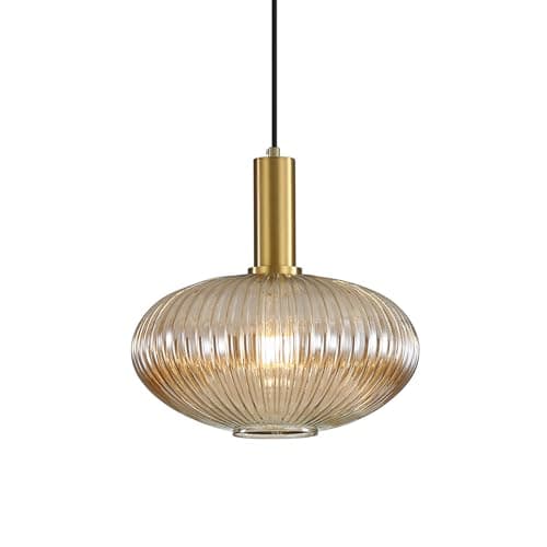 Image of HJXDtech Amber Glass Pendant Light, Vintage Island Pendant Light Fixture in Gold Finish, Height Adjustable Ceiling Hanging Lamp for Kitchen Dining Room Bedroom, E27 Base (30cm)