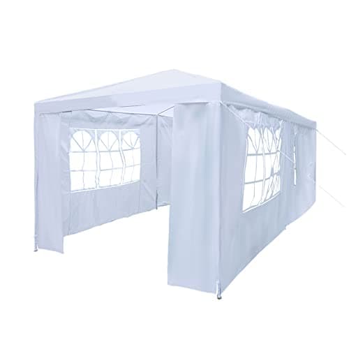 Image of Gazebo, 3x6m Gazebo with sides, Waterproof Party Tent Marquee Awning with Powder Coated Steel Frame perfect for Parties, Birthday, Wedding, Picnics, Carport (White)