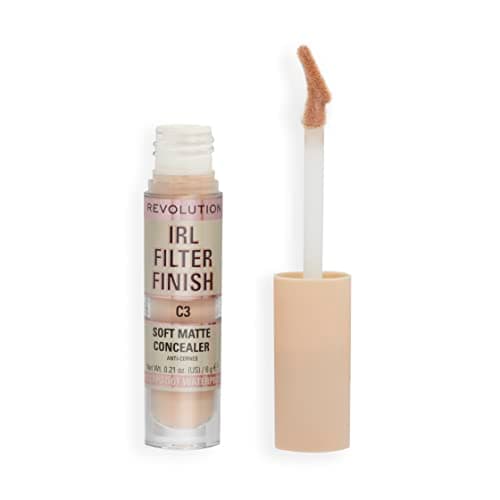 Image of Makeup Revolution, IRL Filter Finish, Soft Matte Concealer, Medium to Full Coverage, C3, Fair to Light Skin Tones, 6g