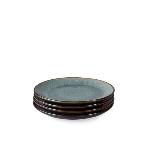 Image of Upper Street Stavanger Blue Reactive Glaze Side Plates Set of 4 | 20cm | Dishwasher Microwave Safe | Nordic Artisan Tableware | Scandi Home