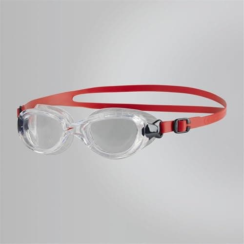 Image of Speedo Unisex-Youth Futura Classic Swimming Goggles | Anti-fog | Anti-leak Goggles, Lava Red/Clear, One Size