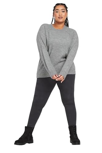 Image of Yours Curve Soft Touch Knitted Jumper - Women's - Plus Size Curve Grey