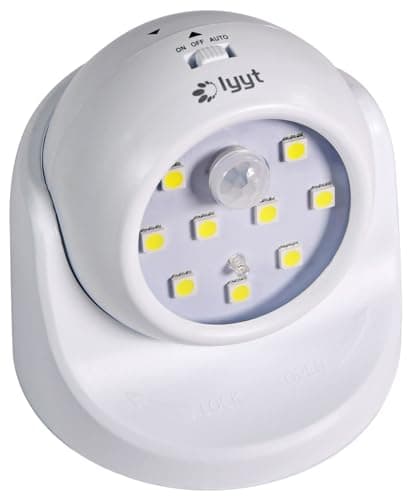 Image of Lyyt Wireless LED Motion Sensor Light IP20 Battery Powered Indoor Wall Light for Shed Attic & Sheltered Outdoor Spot Ergonomic Design Easy Install White