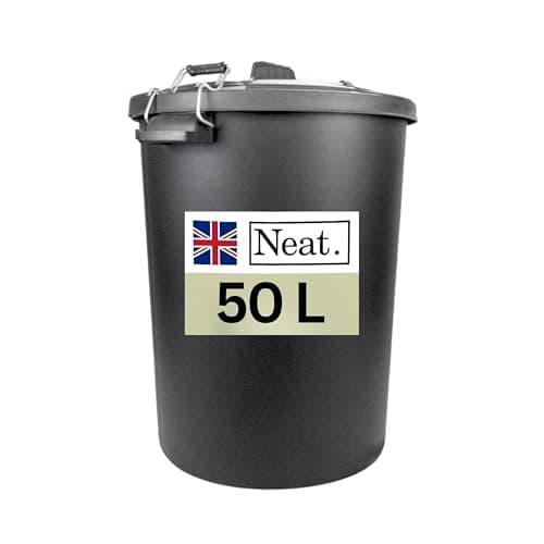 Image of NeatPlastics Dustbin 50 L, Large Dustbin for Garden with Heavy-Duty Weather Resistant and Food Grade Material, Trash Can Garbage Bin With 2 Clip Locking Lid for Indoor & Outdoor Waste, Pack of 1