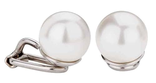 Image of Traveller Clip-on Earrings - Women - Pearls - 10 mm - White - Platinum Plated - Silver Coloured - 700110