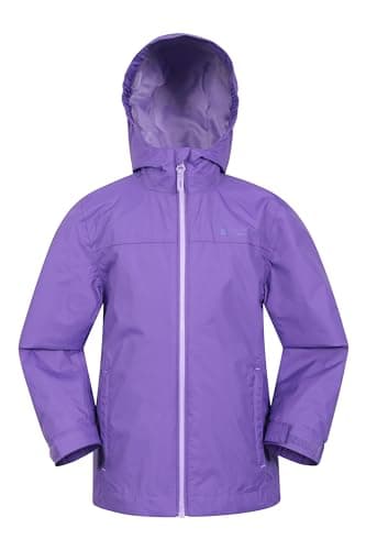 Image of Mountain Warehouse Torrent Kids Waterproof Rain Jacket - Taped Seams Raincoat, Lightweight, Breathable, Girls & Boys - Spring Summer, Wet Weather Dusky Purple (Plain) Kids Size 11-12 Years