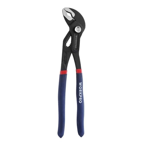 Image of WORKPRO 250 mm Water Pump Pliers, 43 mm Wide Jaw Capacity Quick Adjustable Tongue and Groove Pliers, Cr-V Steel Slip Joint Pipe Grips Tools with Non-Slip Handle
