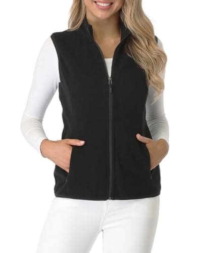 Image of fuinloth Women's Fleece Gilet, Polar Soft Sleeveless Classic Fit Bodywarmer Vest with Zip up Pockets Black Large