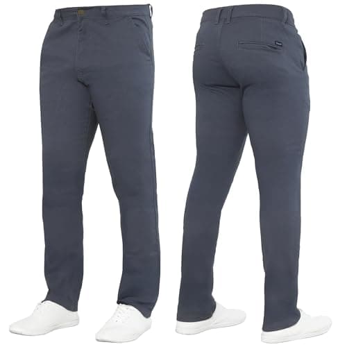 Image of 989Zé ENZO Mens Stretch Chino Slim Fit Leg Jeans Trousers Pants by Raw Denim EZ348 Grey 34W / 30L
