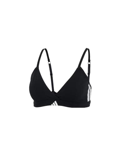 Image of adidas Scoop Bralette Sport Active Essentials Cotton 3 Stripes Comfortable Underwear Black