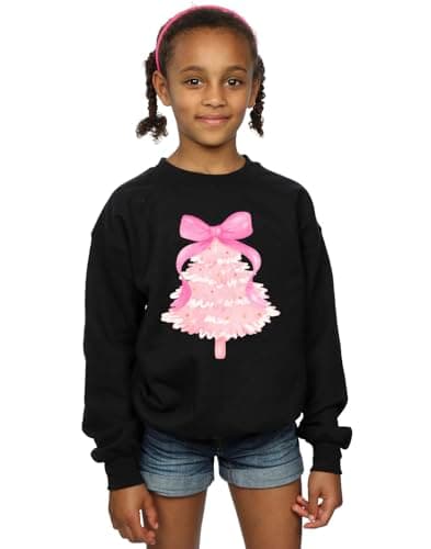 Image of Absolute Cult Christmas Girls Tree Bow Sweatshirt Black 9-11 Years