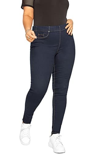 Image of Yours for Good Curve Indigo Stretch Pull On Jenny Jeggings - Women's - Plus Size Curve