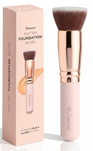 Image of Make Up Brush Foundation Kabuki Flat Top - Perfect For Blending Liquid, Cream or Flawless Powder Cosmetics - Buffing, Stippling, Concealer - Premium Quality Synthetic Dense Bristles!